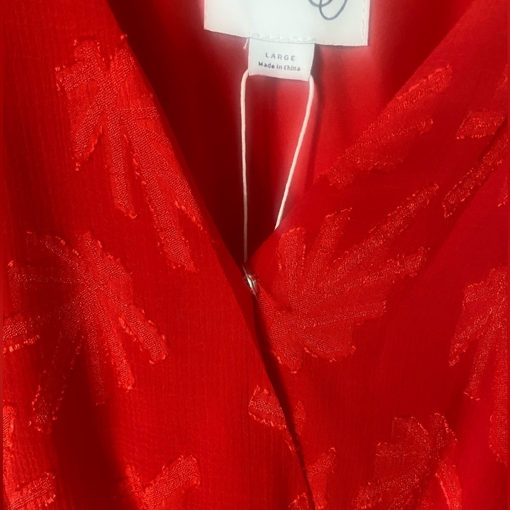 Red Long Sleeve Ruffle Dress size-Large - Picture 4 of 9